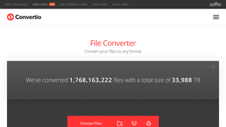 Website screenshot of Convertio File Converter