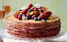 Crepe cake with strawberry cream