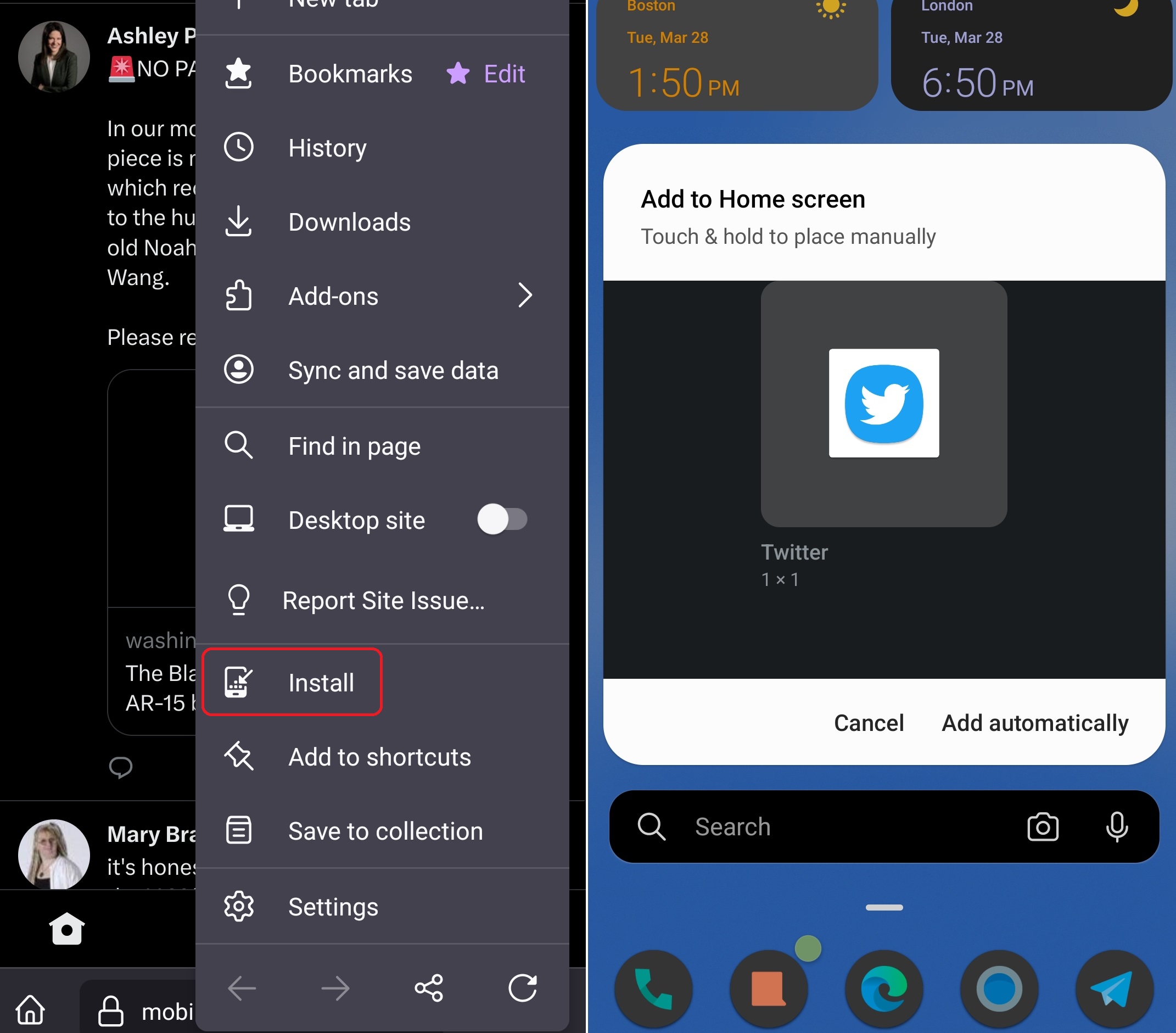 Panel de control para Twitter en Android