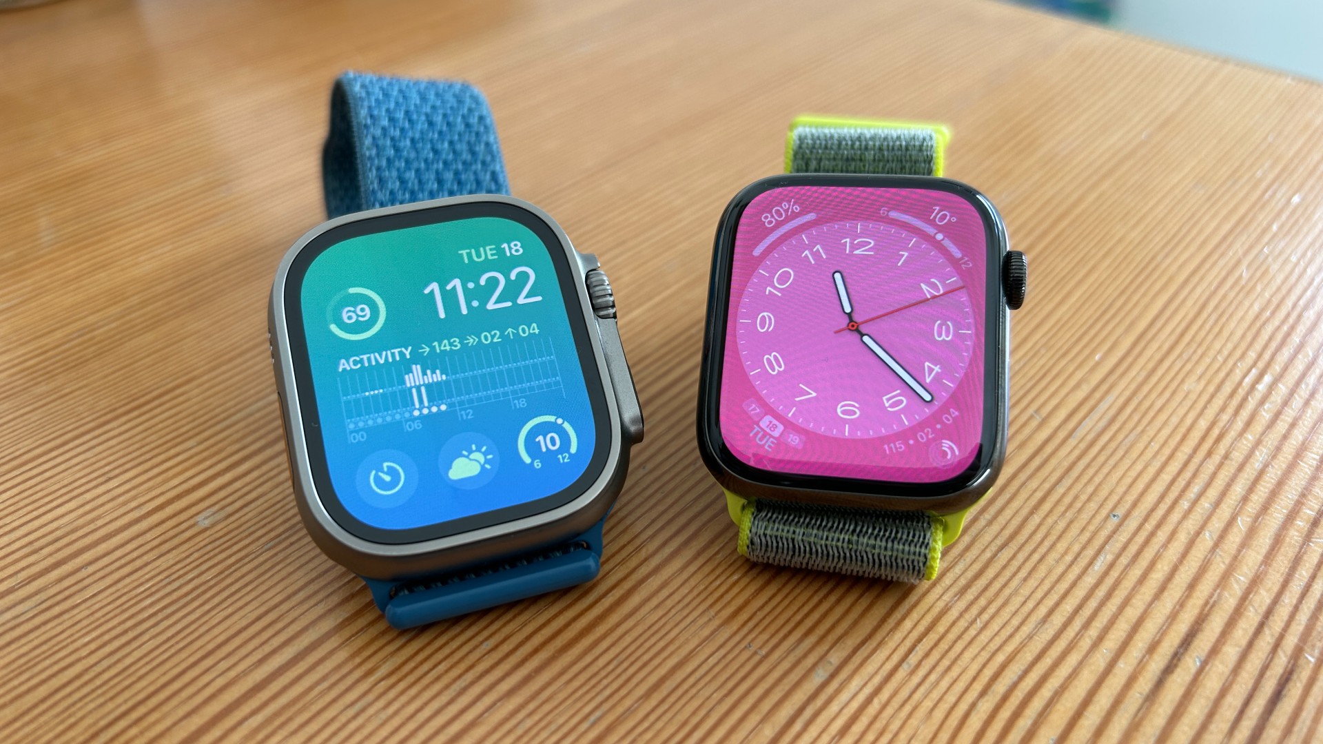 Apple Watch Ultra next to Apple Watch Series 8