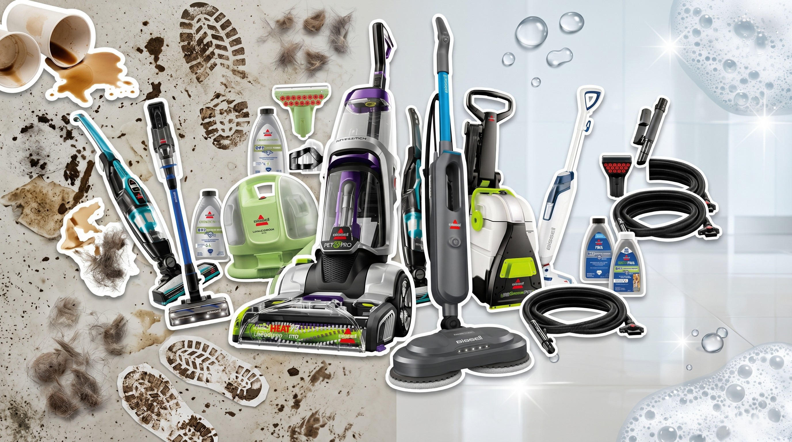 A range of Bissell cleaning products, made with Google Gemini