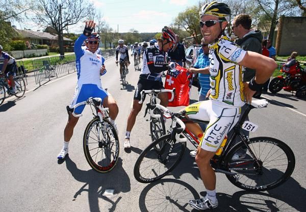 Filippo Pozzato, Fabian Cancellara and Bernhard Eisel.
