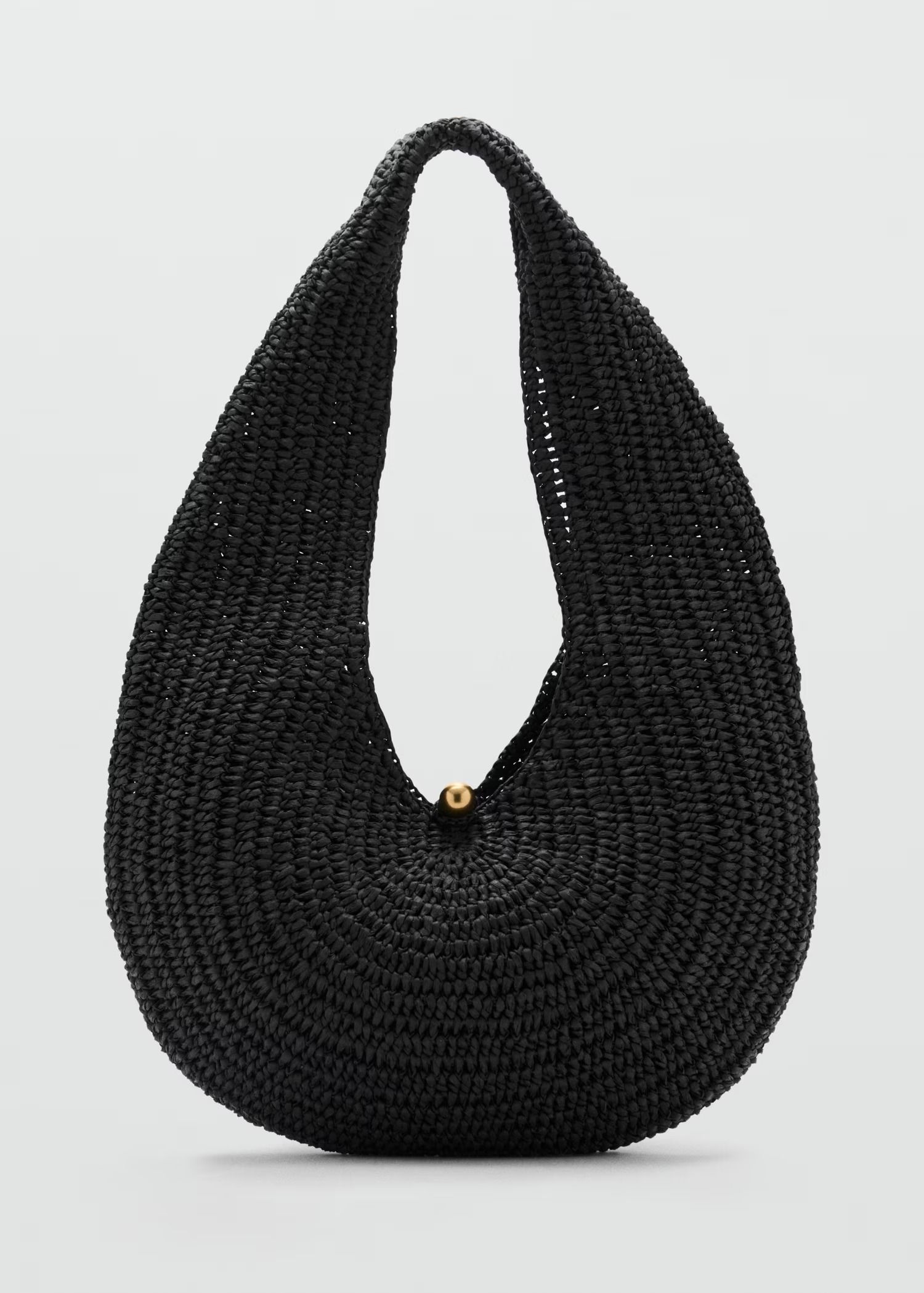 MANGO, Natural Fiber Oval Shoulder Bag