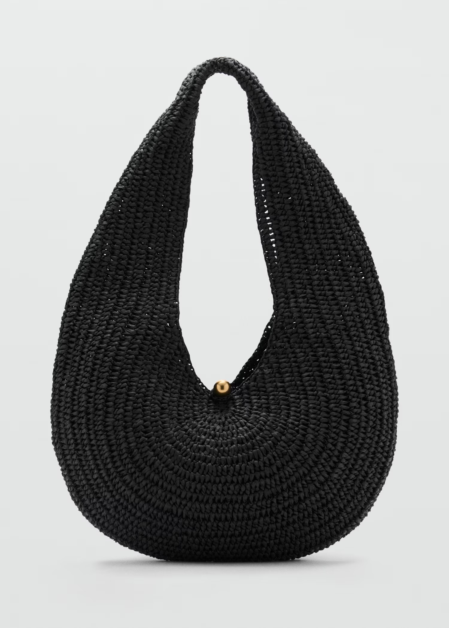 MANGO, Natural Fiber Oval Shoulder Bag
