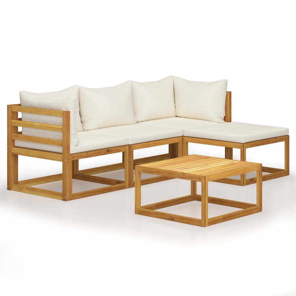 5 Piece Garden Lounge Set With Cushions Solid Wood Acacia (uk/ie/fi/no Only)