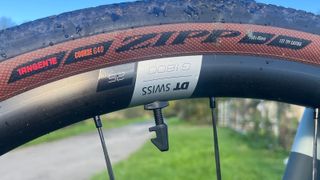 DT Swiss G1800 gravel wheelset fitted with a Zipp tire