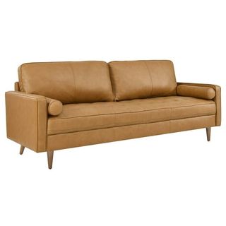 Modway Valour 88" Leather Sofa in Tan