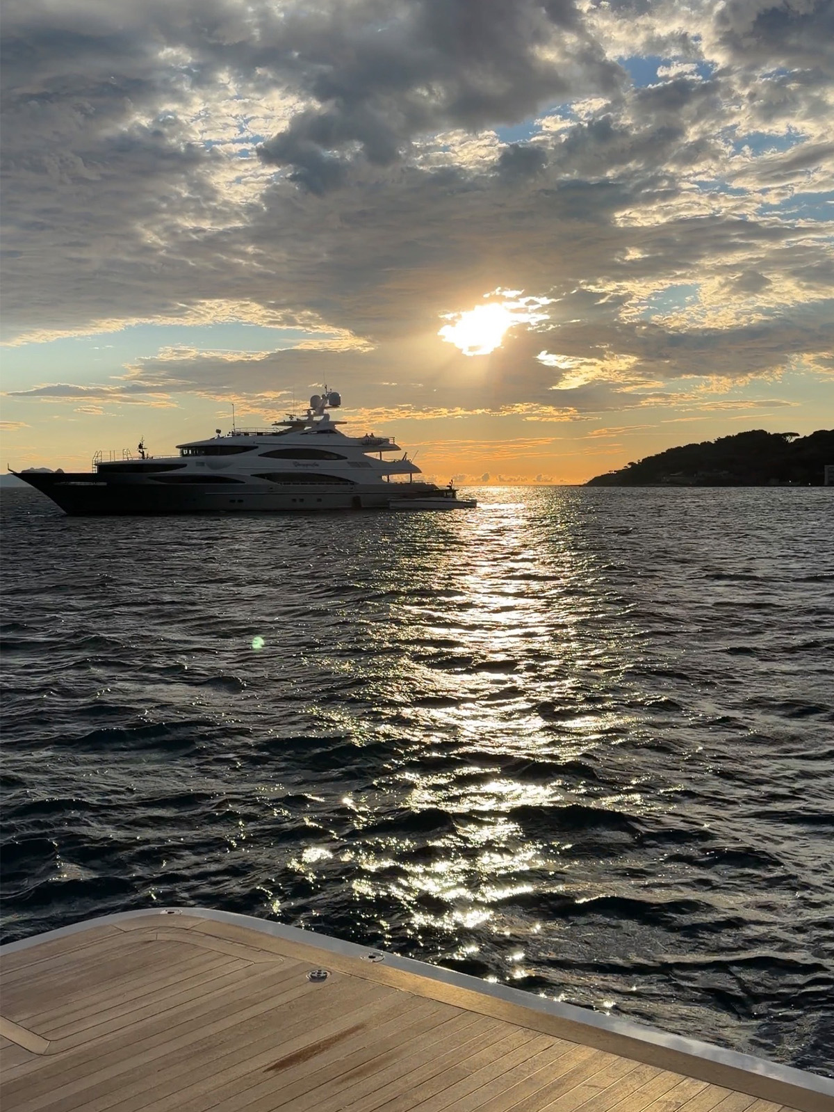 Sunrise on the Alo yacht.