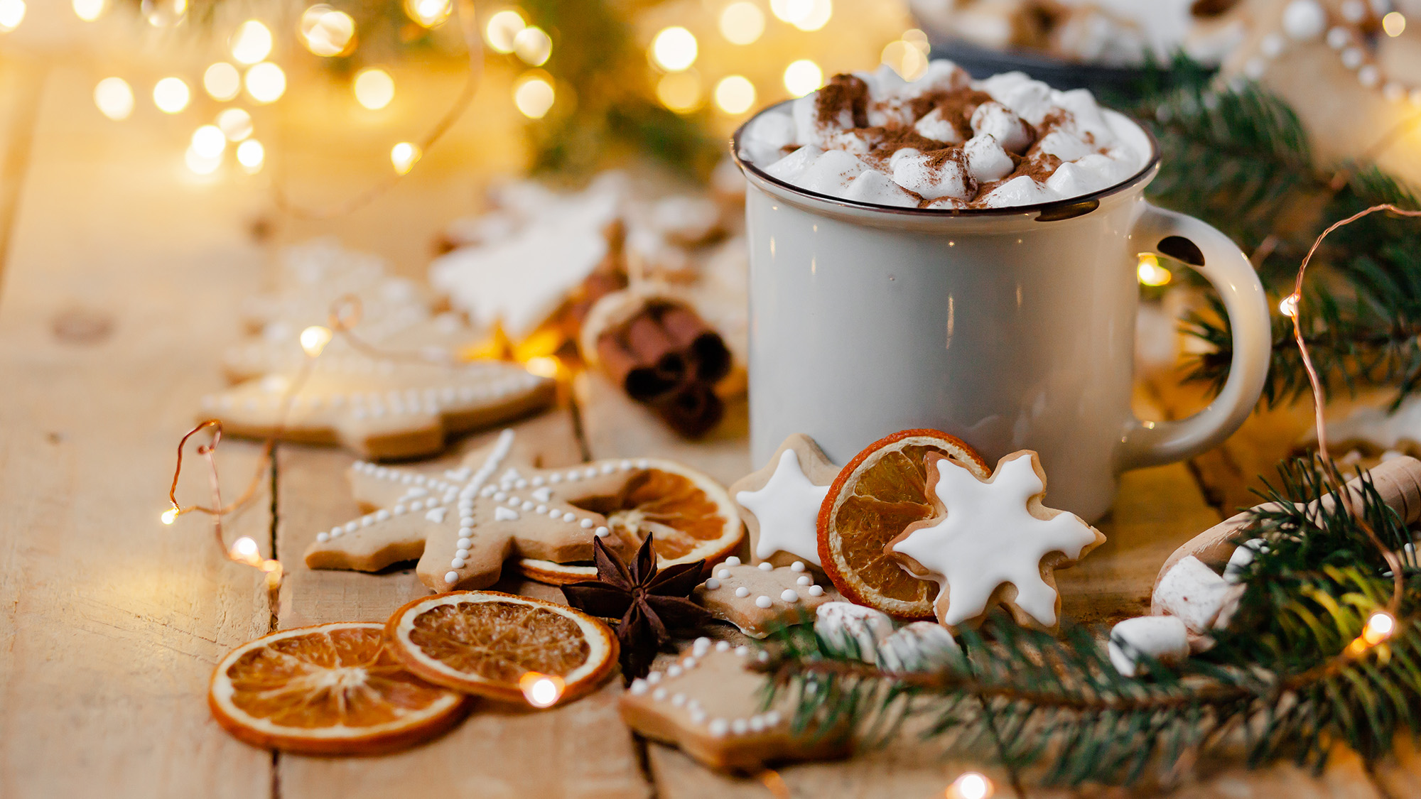 Christmas hot chocolate with marshmallows