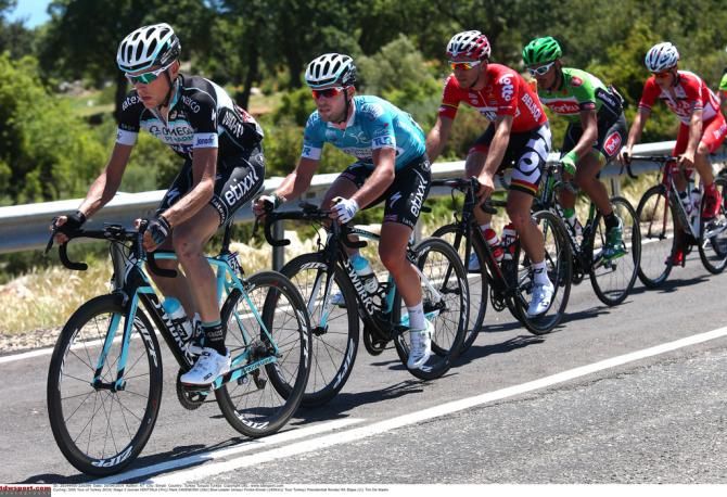 Mark Cavendish protected by his Omega Pharma-Quick Step teammates