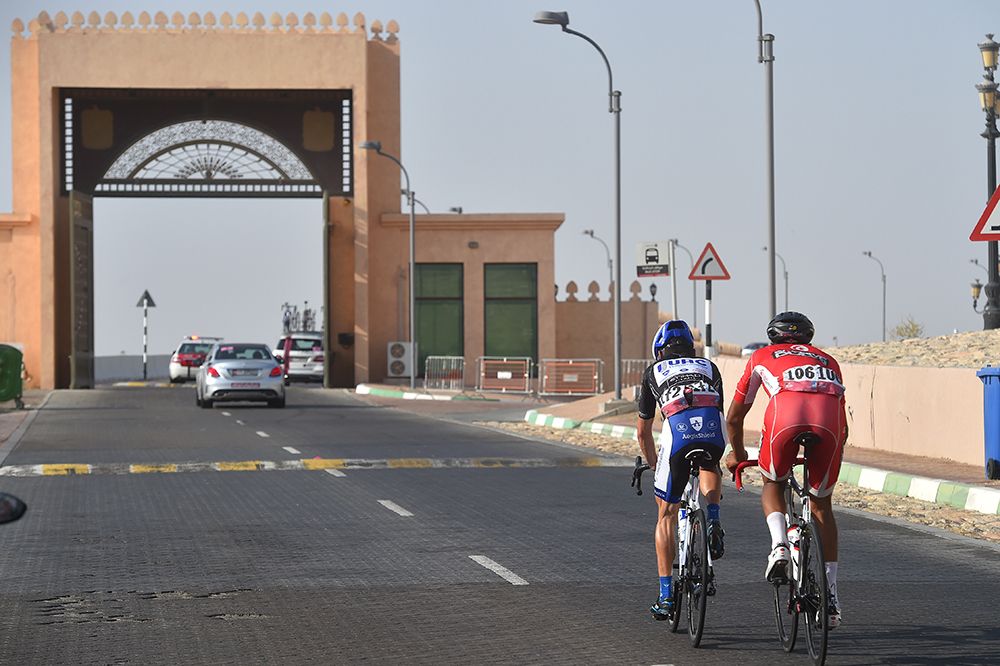 The two man break on stage 3 of the Abu Dhabi Tour