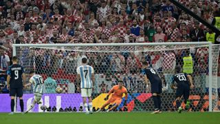 Argentina’s Lionel Messi scored a penalty in the semi-final against Croatia