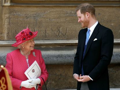 Queen Elizabeth II speaks with Prince Harry, Duke of Sussex