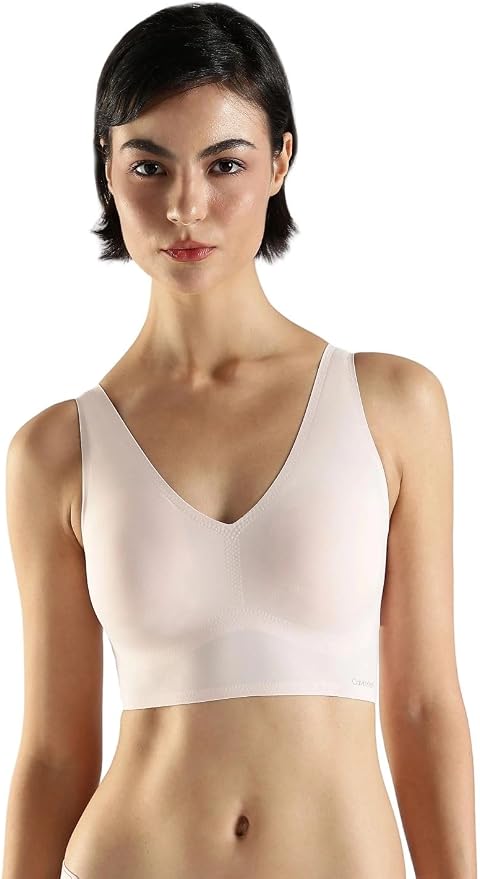 Calvin Klein, Calvin Klein Women's Invisibles Lightly Lined V Neck Bralette Bra, Light Pink, M