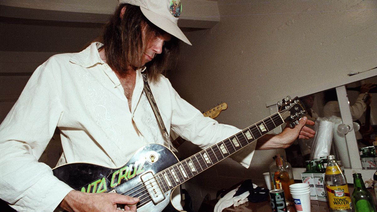 Neil Young of The Ducks backstage at The Catalyst Club in 1977 in Santa Cruz, California