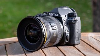 Pentax K-3 III DSLR camera showing the front of camera and lens