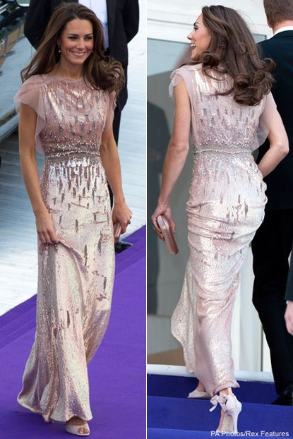 Kate Middleton wearing Jenny Packham dress and L.K Bennett shoes at ARK Gala