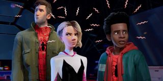 Spider-Man: Into The Spider-Verse Peter B Parker, Gwen Stacy, and Miles Morales' Spidey-Sense going
