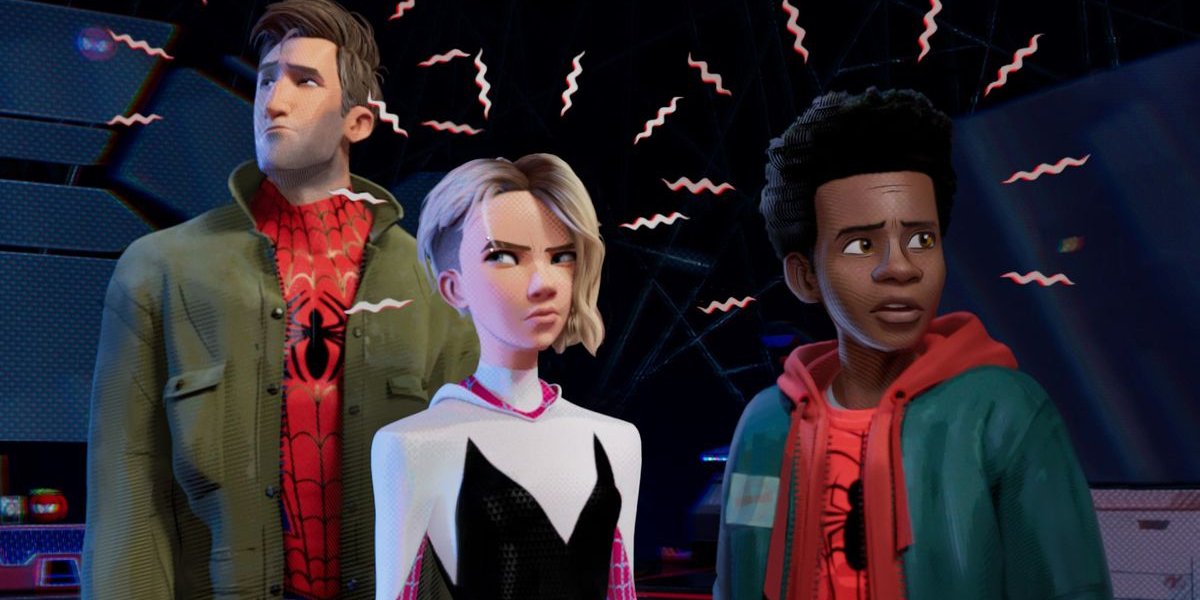 Spider-Man: Into The Spider-Verse Peter B Parker, Gwen Stacy, and Miles Morales&#039; Spidey-Sense going