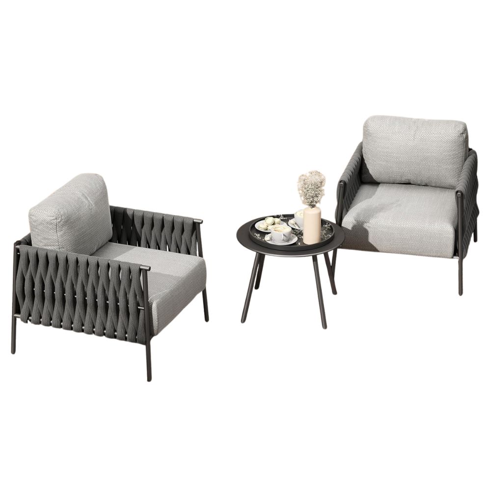 EAST OAK Misty Grey 3-Piece Patio Furniture Set