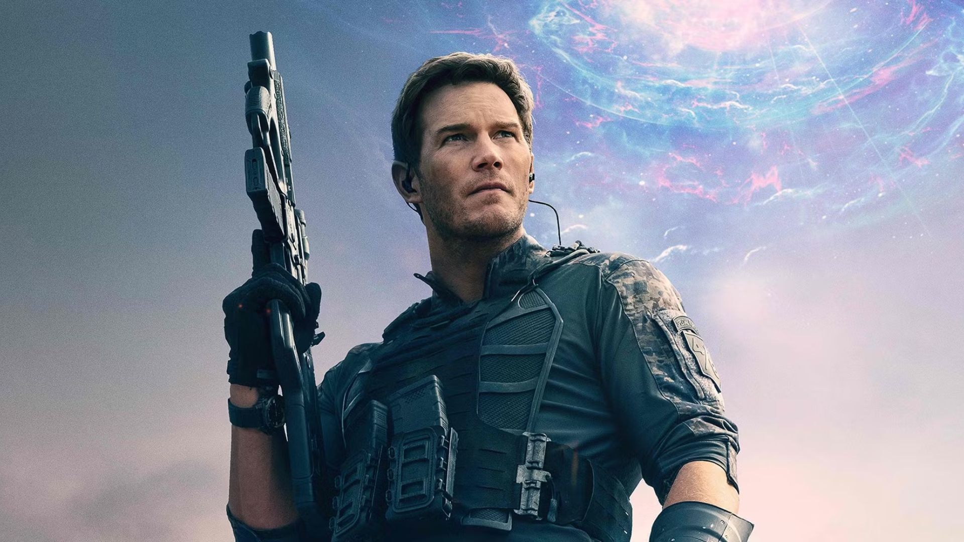 Chris Pratt holding a gun in The Tomorrow War.