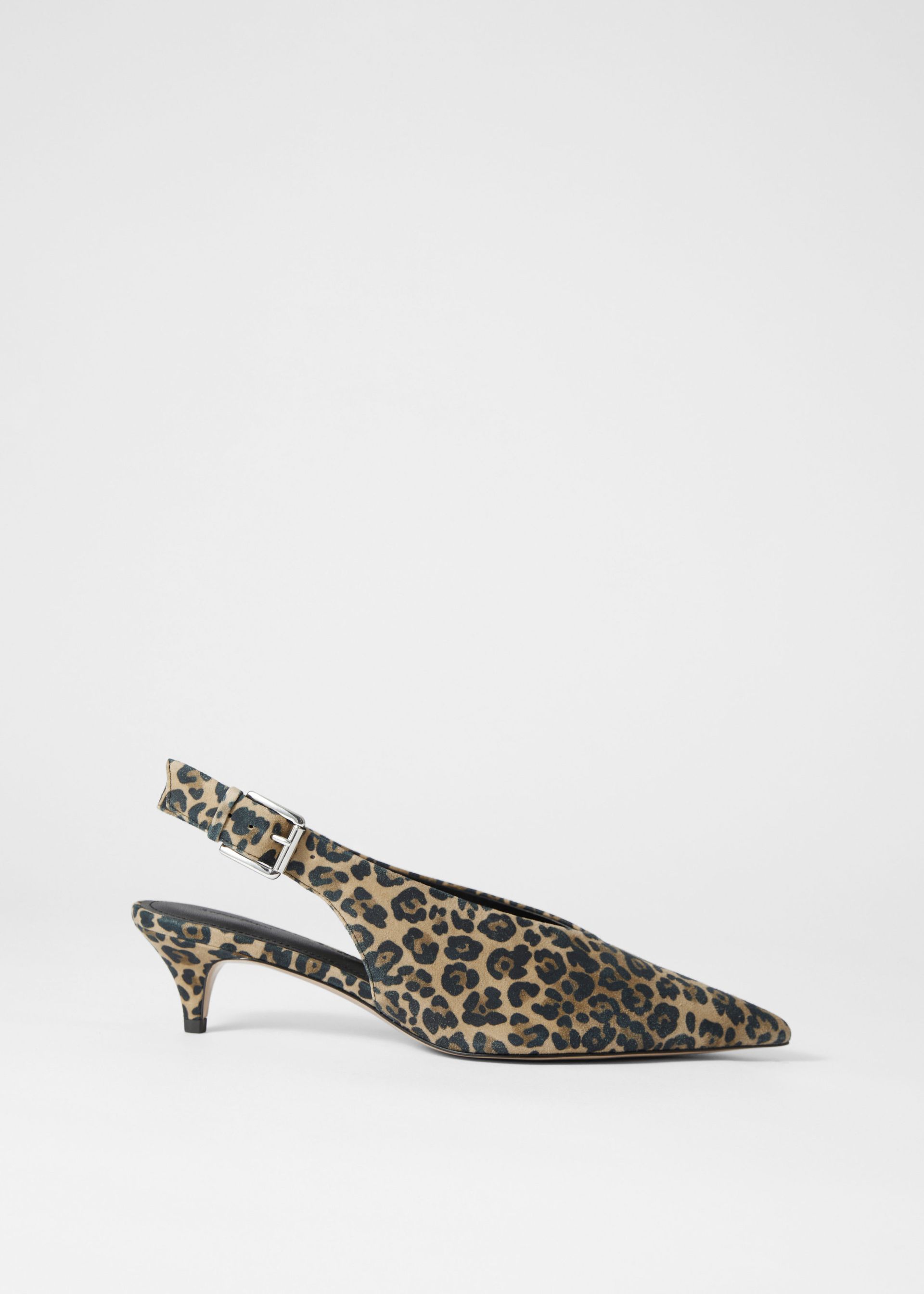 Leather Slingback Kitten Heels