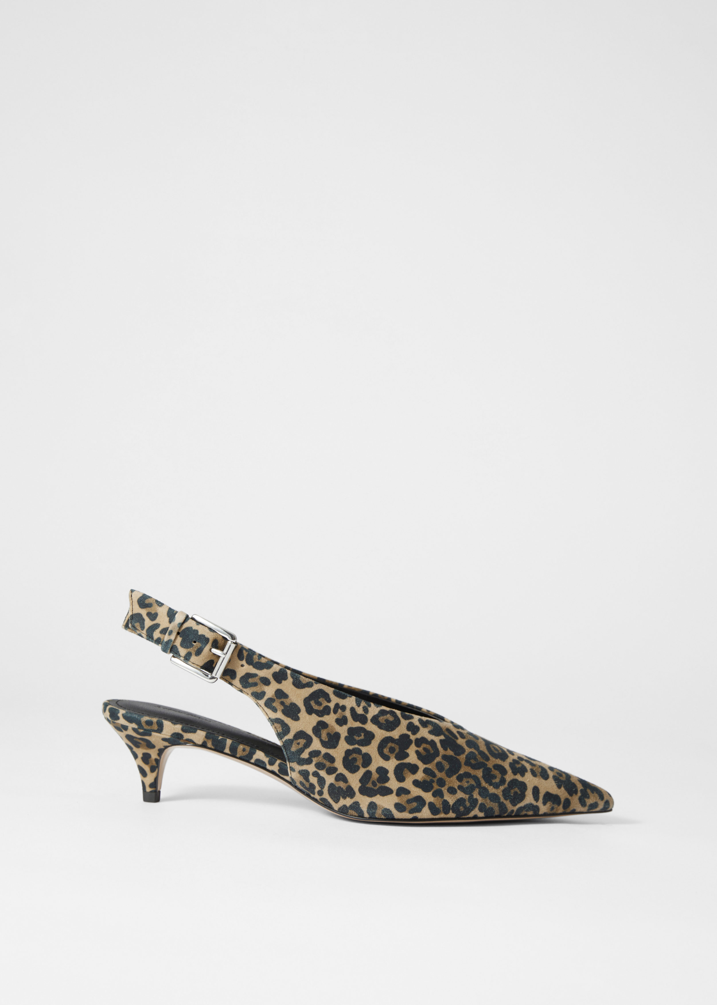 Leather Slingback Kitten Heels
