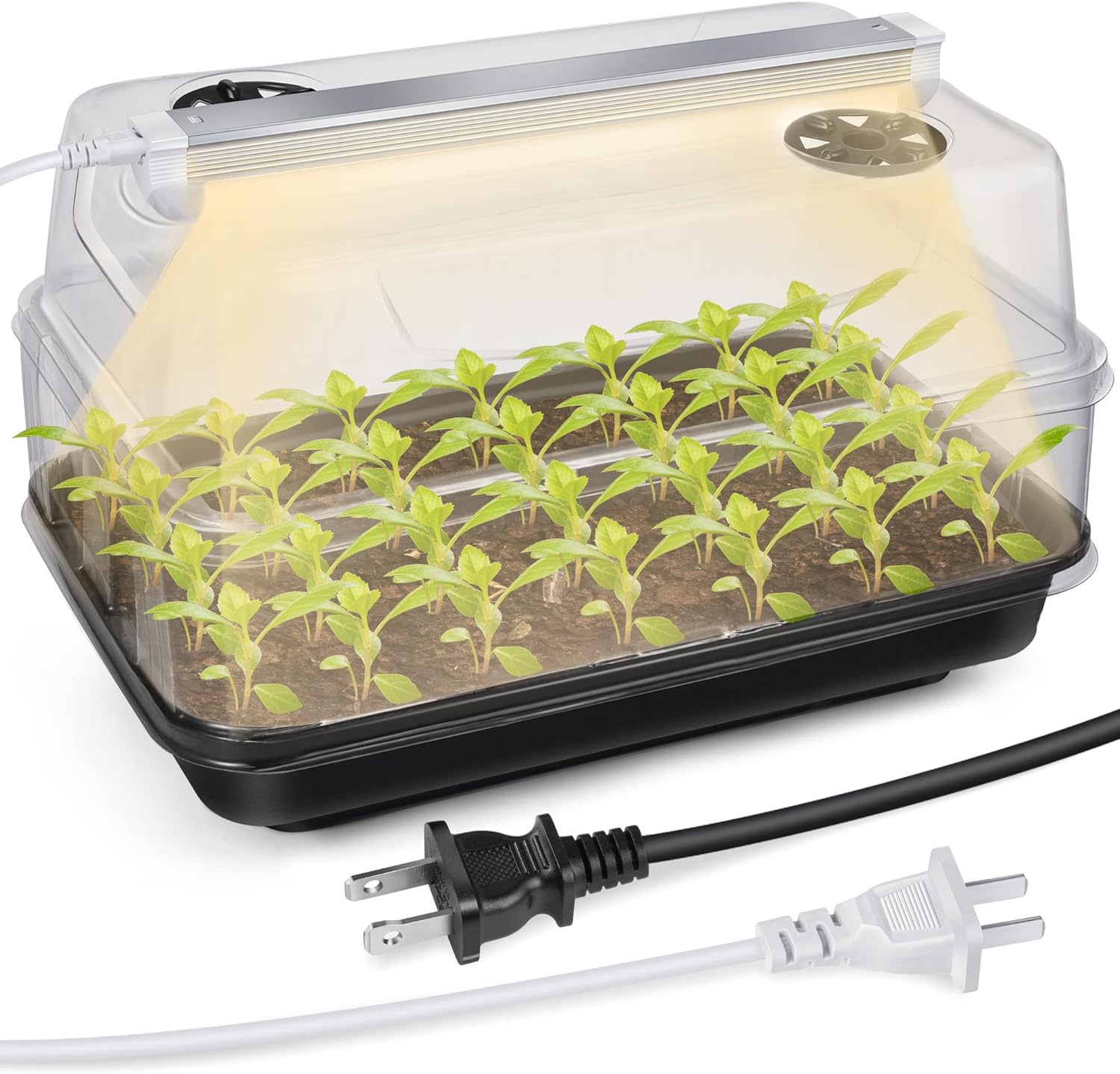 Saillong Seed Starter Tray With T8 Grow Light, Seedling Heat Tray With 15&#039;&#039; X 8.2&#039;&#039; Adjustable Height Humidity Domes, Plant Germination Propagation Kit for Planting Seeds, Mini Greenhouse Indoor