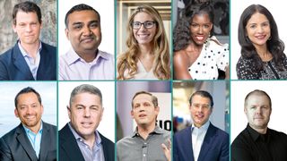 Top row from left: Greg Peters, Neal Mohan, Alison Levin, Bozoma Saint John, and Shalini Govil-Pai. Bottom row from left: Sandeep Gupta, Andy Forssell, Peter Stern (CR: Apple), Krishan Bhatia, and Dwayne Benefield.