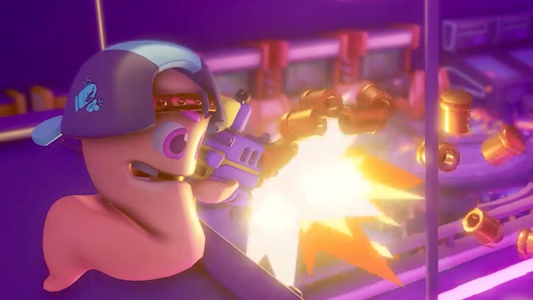  The new Worms game is a 32 player real-time arena shooter 