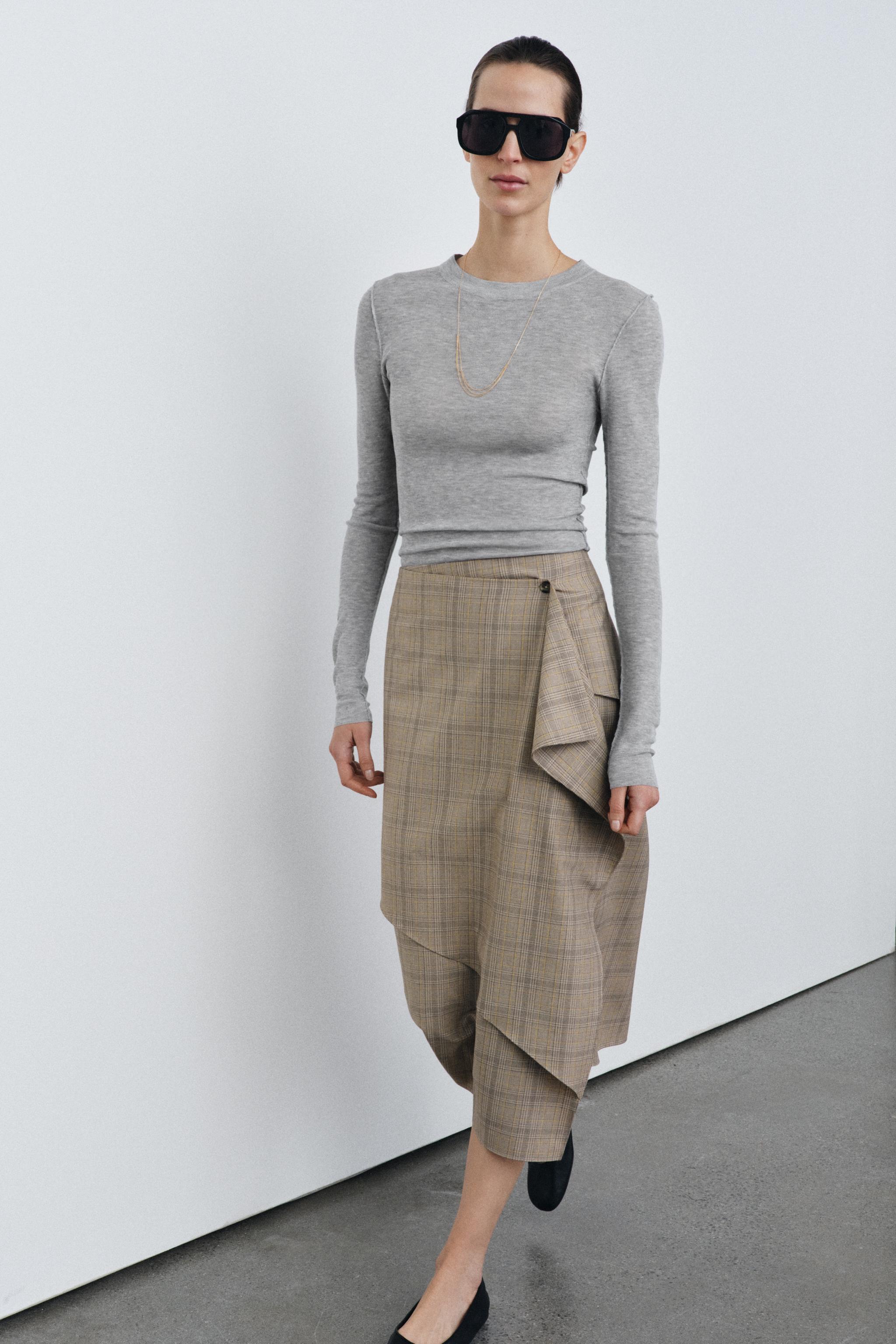 Plaid Ruffled Skirt Zw Collection