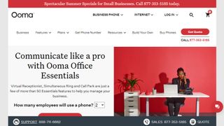 Website screenshot for Ooma Office