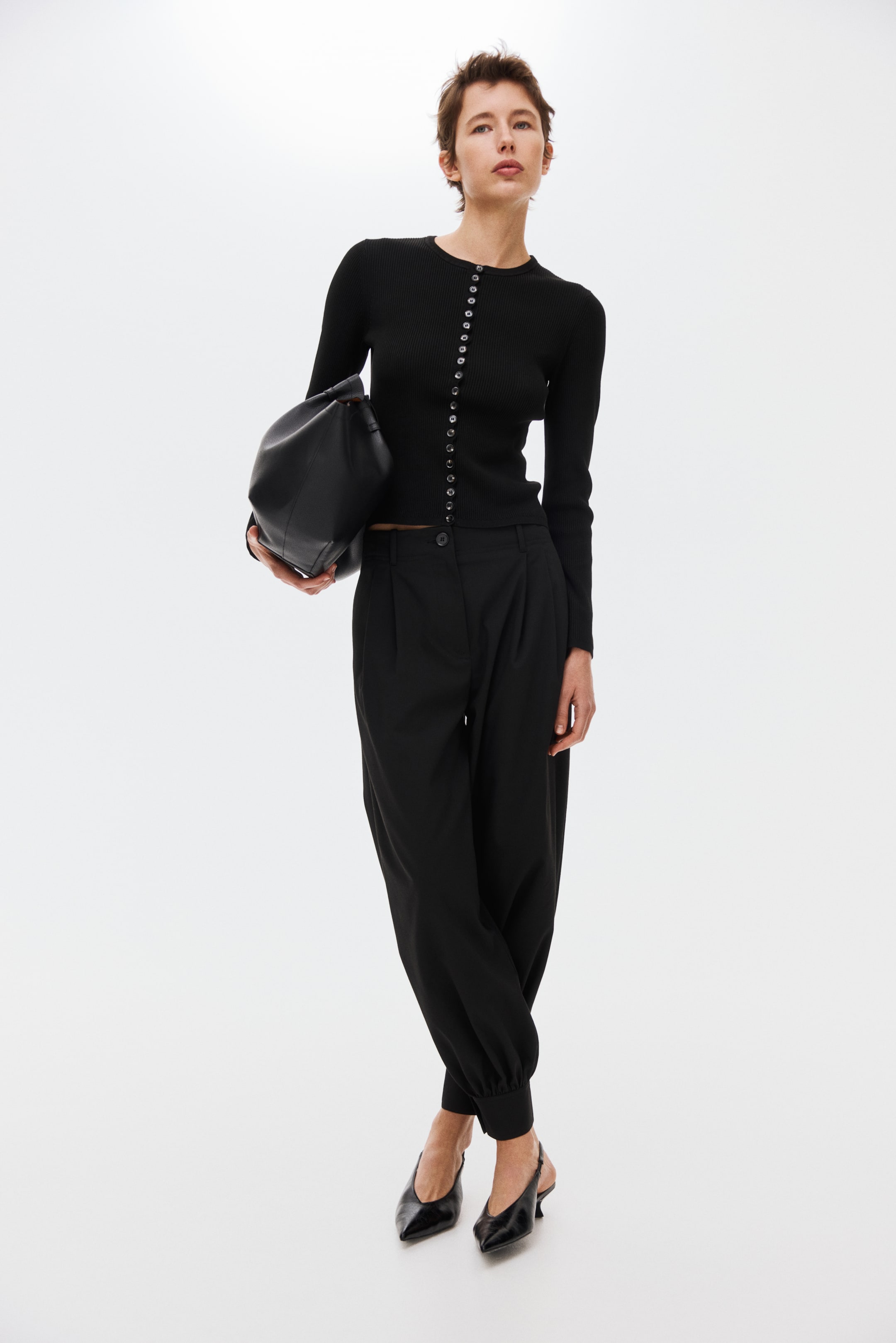 Ribbed Cardigan - Black