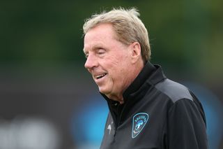 Harry Redknapp interacts with Yungblud of World Xl FC during Soccer Aid For Unicef 2021 training
