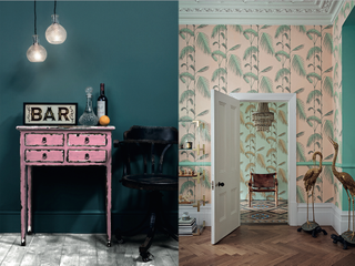 pink and green interiors