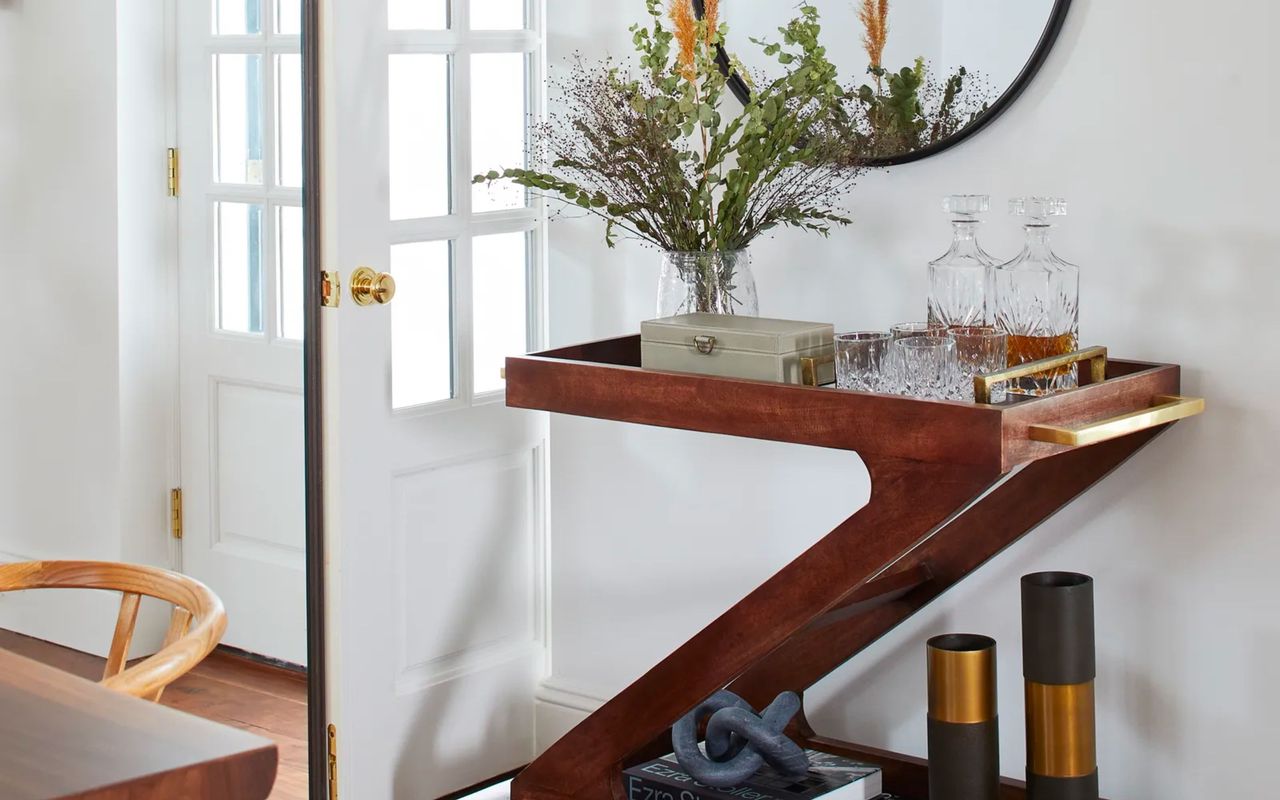 A two tier bar cart from Kathy Kuo Home