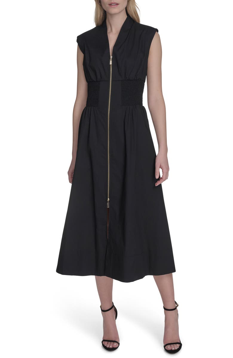 Smock Waist Cotton Midi Dress