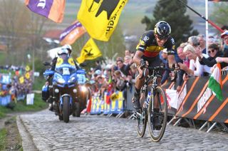Philippe Gilbert (Quick-Step Floors) pushes through the pain at the top of the Patersberg