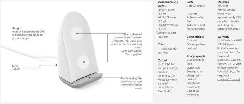 Pixel Stand Specs
