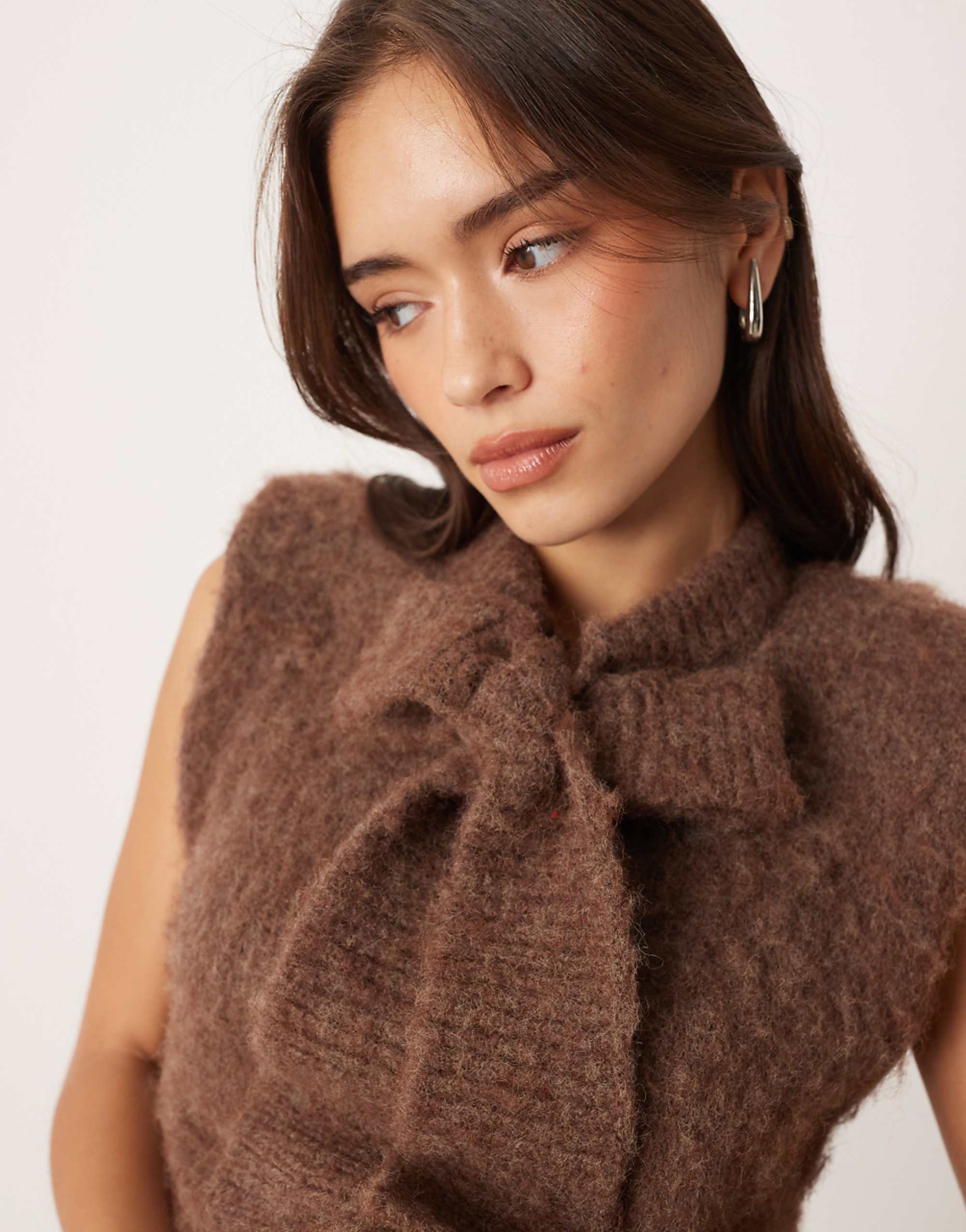 Asos Design Bow Front Tank Co-Ord in Chocolate