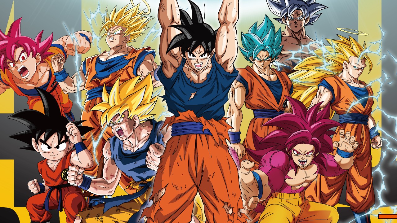 40th anniversary image of Goku in his many forms