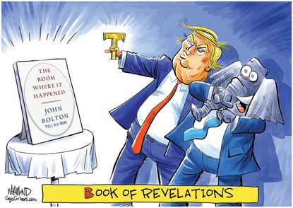 Political Cartoon U.S. Trump Bolton book revelations