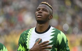 Arsenal target Victor Osimhen sings Nigeria's national anthem ahead of a World Cup qualifier against Ghana