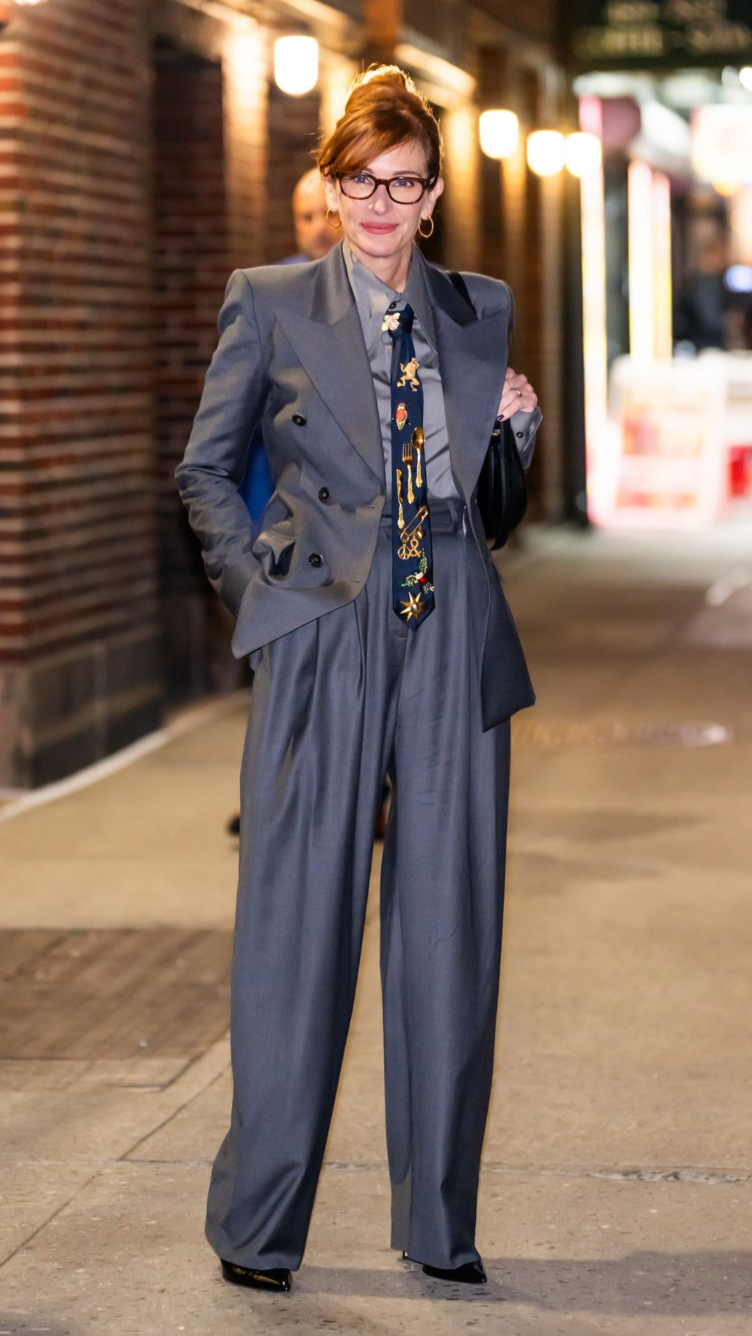 Actress Julia Roberts is seen leaving &quot;The Late Show With Stephen Colbert&quot; at Ed Sullivan Theater on October 01, 2025 in New York City