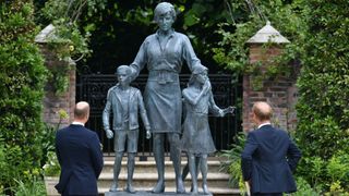 Prince William and Prince Harry after they unveiled a statue they commissioned of their mother Diana, Princess of Wales