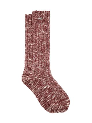 GANNI Burgundy Chunky Cotton Socks