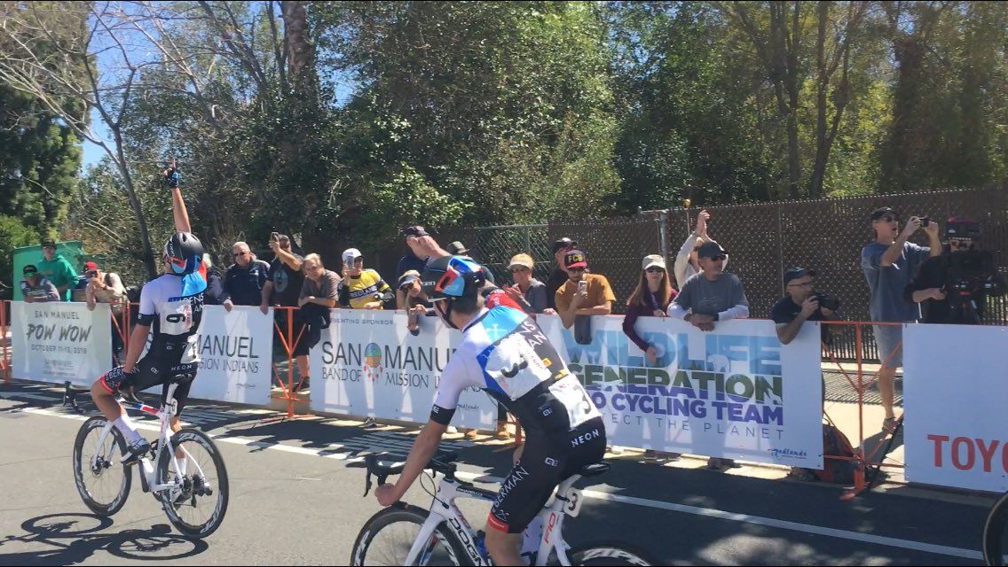 Hagens Berman Axeon's Kevin Vermaerke and Cole David finish first and second on stage 2 of the Redlands Bicycle Classic
