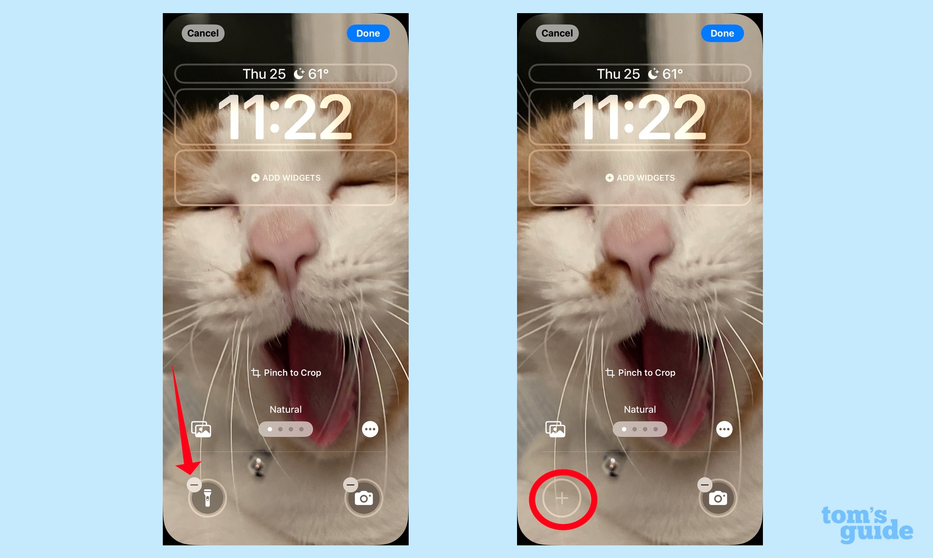 remove the current lock screen control and then press the plus button