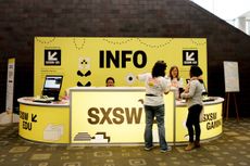 SXSW, the annual event in Austin, Texas, has been cancelled. This photo shows a scene from the event in 2019.