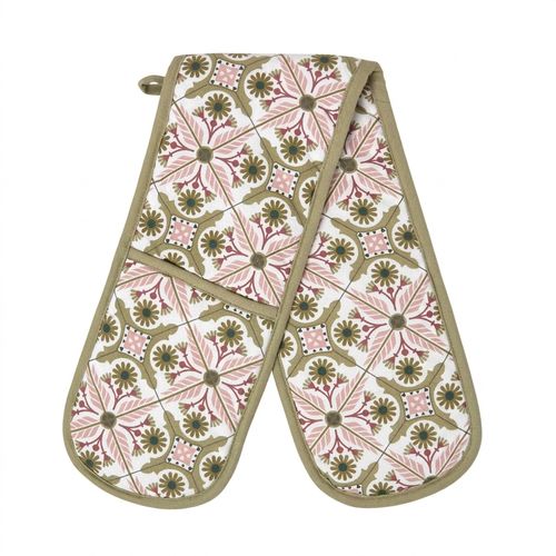 Green & Pink Retro Double Oven Glove